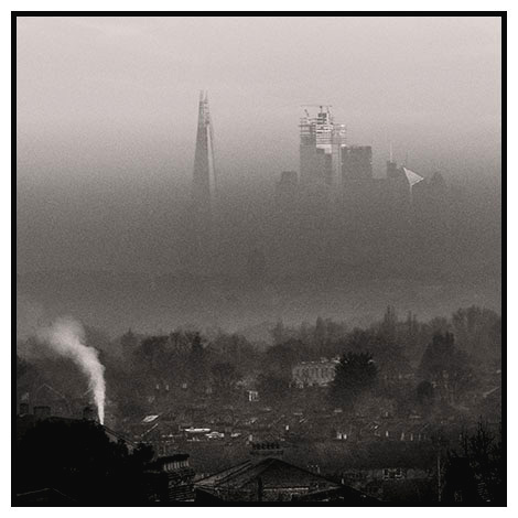 foggy london skyline