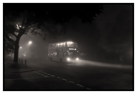 bus in fog